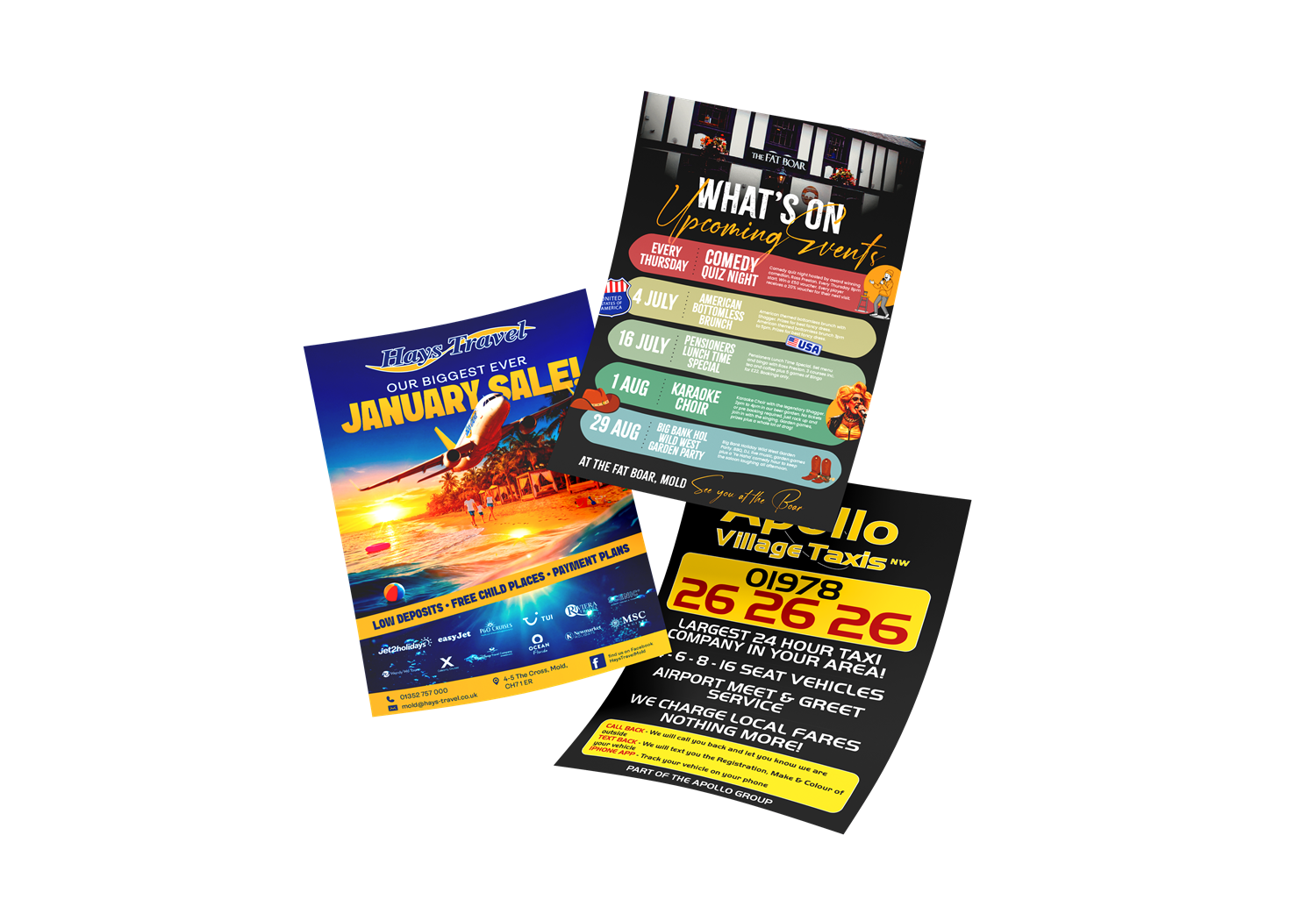 Examples of FlyerDrop leaflet designs